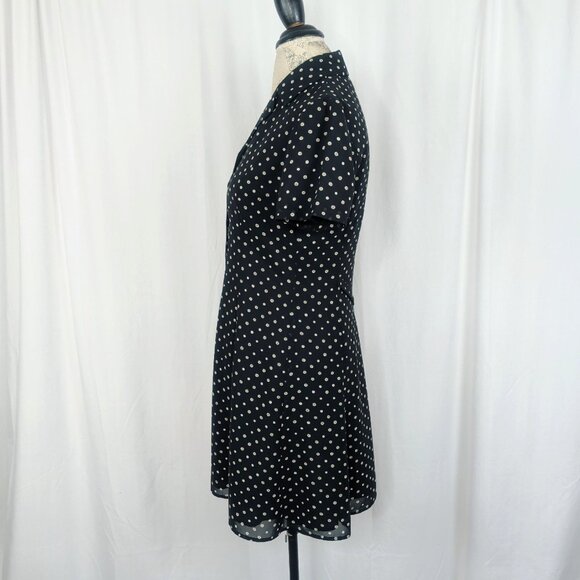 Vintage 90s Ann Taylor Dress 4 Small Polka Dot Black Gray Grunge - Picture 4 of 9
